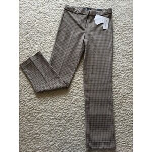 AMANDA + CHELSEA Houndstooth Modern Stretch Ankle Flared Pants Camel Black US 2